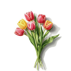 Vibrant Red Yellow Tulips Bouquet Soft Focus Light