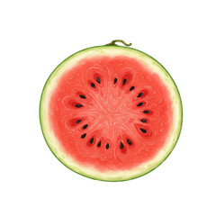 Vibrant Slice Of Ripe Watermelon With Black Seeds Isolated On Soft Orange And Green Gradient Background
