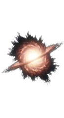 Vibrant Spiral Galaxy with Bright Core and Nebula Cloud Isolated