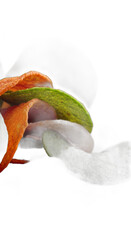 Vibrant Stacked Potato Chips on Black Background Healthy Snack Isolated