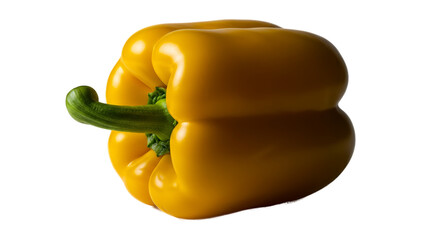 Vibrant Yellow Bell Pepper With Green Stem Isolated Studio Lighting