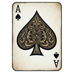 Vintage Ace of Spades Card Realistic Photo Isolated