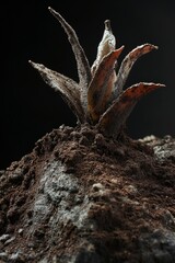 Fototapeta premium High resolution image of a potted cactus with vibrant roots