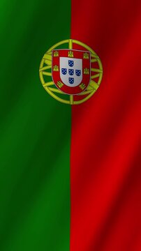 Vertical Portugal Flag Waving Animation, 4K Quality