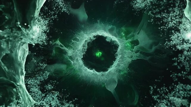 A microscopic visualization of firefly autophagy vesicle maturation, showcasing a stabilized internal compartment