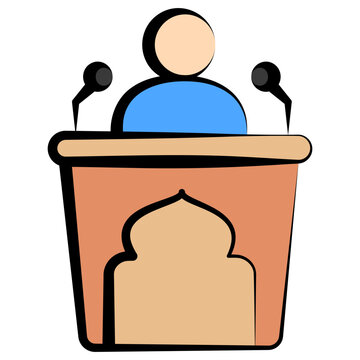 Sermon Outline Color Hand Drawn Icon, Mini Illustration For Modern Concept, Print, Ui, Ux Kit, Web And App Development. Vector Related To Ramadan, Eid Al-Fitr, Eid Al-Adha And More