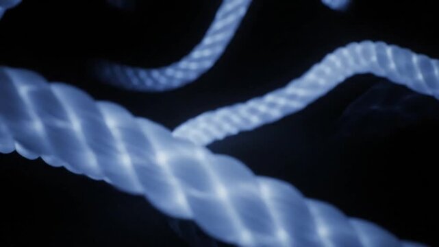 Abstract Twisted Rope Close Up on Black Background for Creative Projects Strength and Unity Concept