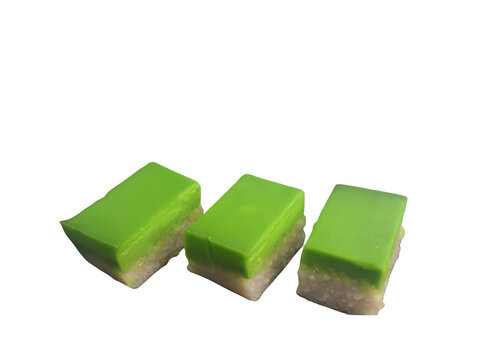 Kuih seri muka with white background 