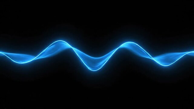 Abstract Blue Wave: A mesmerizing display of a vibrant blue wave form undulating across a dark backdrop, symbolizing energy, sound, or data transmission.
