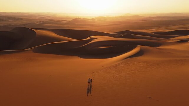 Aerial View of Sand Dunes in Peru at Sunset - Another