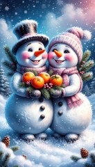 Obraz premium snowman in the snow