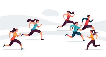 Obraz premium Group of People Running in a Race or Fitness Activity