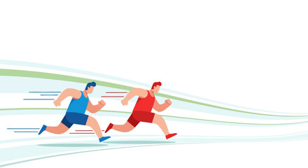 Obraz premium Dynamic Running Race with Two Athletes in Motion