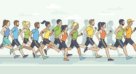 Obraz premium Group of People Running in a Race Celebration