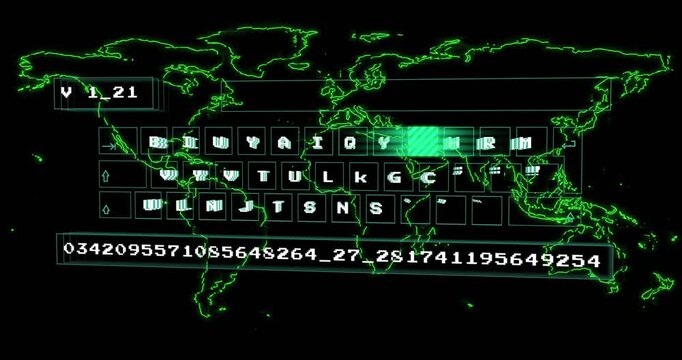 HUD showing map glow causing keys scanning, pausing Guinea, moving Asia, updating progress for data