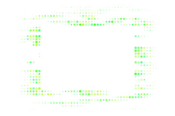 Fototapeta premium Abstract Green and Yellow Halftone Dot Frame Background with White Copy Space for Graphic Design and Digital Art Projects