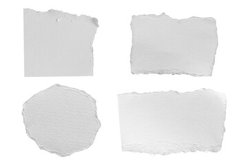Set of torn white paper shapes with rough edges, isolated PNG for background and design elements.