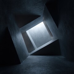 Abstract Concrete Structure Illuminate an Empty Interior Space, Mystery