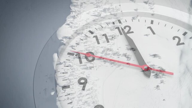 Analog dial left texture appearing red hand rotating as white grain revealing numerals for design