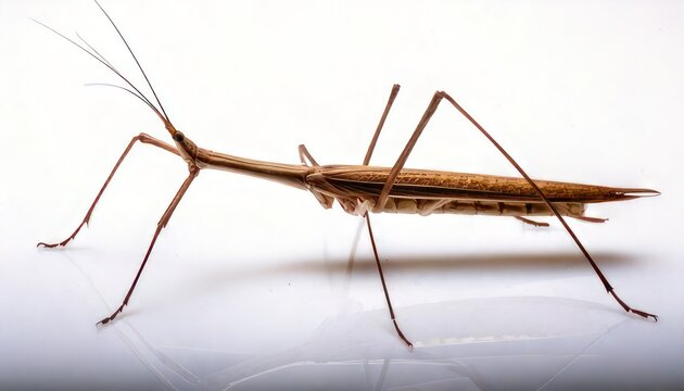 Close-up of a Ranatra linearis, also known as water stick insect.