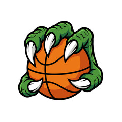 Green Monster Claw Gripping Orange Basketball