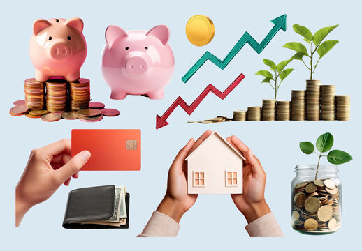 Financial Growth And Savings Concept Element Set
