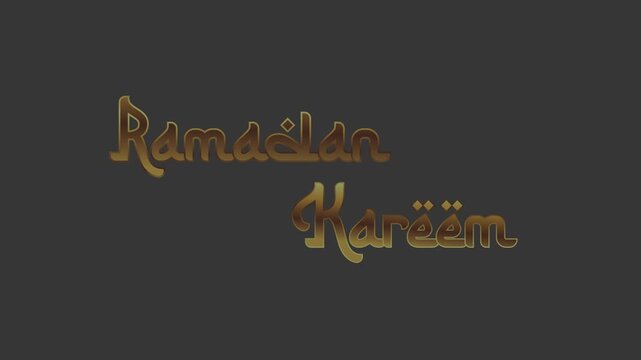 Ramadan kareem animation showcases golden text and starlike decorations against a dark backdrop.