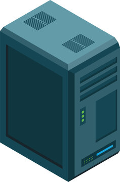 Computer tower isometric icon. Pc cartoon unit