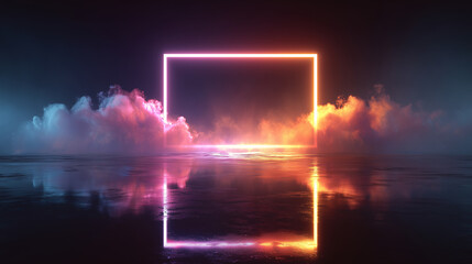 Naklejka premium Futuristic Neon Rectangle Frame