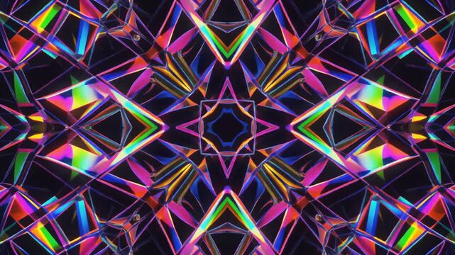 Futuristic Abstract Geometric Loop with Dynamic Neon Colors Perfect for Live Events and Stage Visual Backgrounds