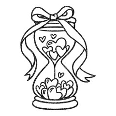 Obraz premium Heart Timer Charcoal Textured Line Art Illustration