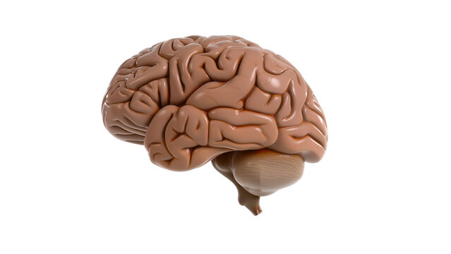 3D Render of Human Brain Isolated on Transparent Background