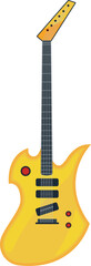 Rock guitar cartoon icon. Yellow wooden instrument