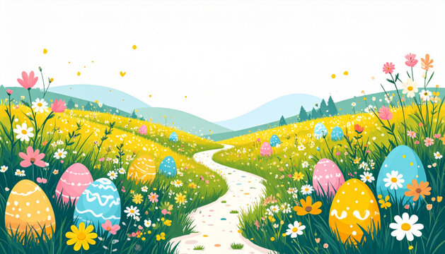 Easter Egg Hunt Meadow Vector