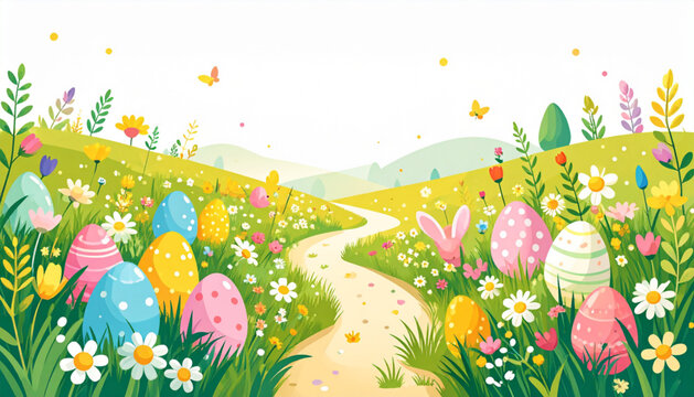 Easter Egg Hunt Meadow Vector
