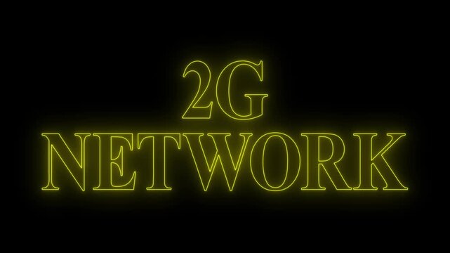 2g network animation with neon cityscape and high-tech connectivity, 2G smart technology cellular network animation.
