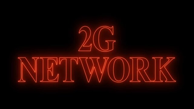 2g network animation with neon cityscape and high-tech connectivity, 2G smart technology cellular network animation.