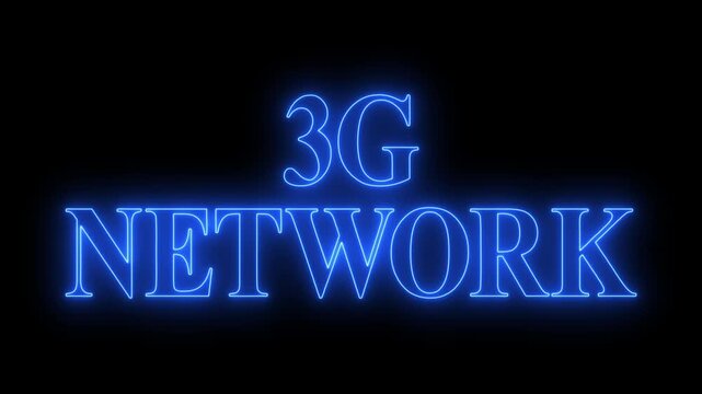 3g network animation with neon cityscape and high-tech connectivity, 3G smart technology cellular network animation.
