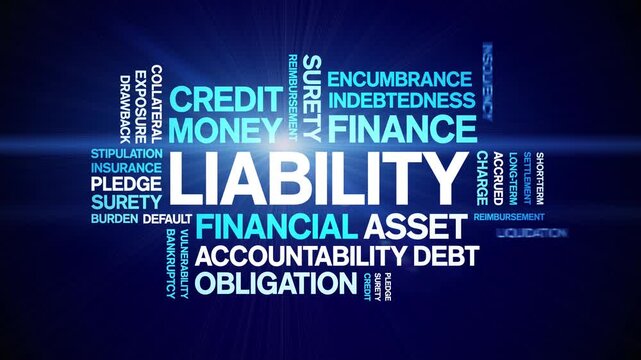 Liability animated word cloud-text design animation tag kinetic typography seamless loop.