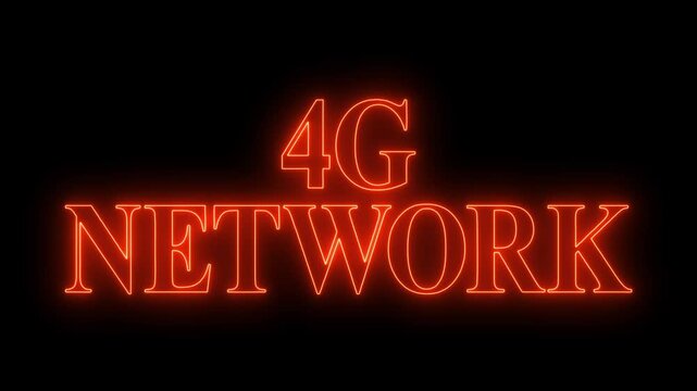 4g network animation with neon cityscape and high-tech connectivity, 4G smart technology cellular network animation.