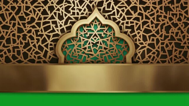 Realistic animation of dates falling slowly from above, with a green and gold background