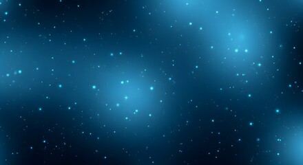 Obraz premium An abstract blue night sky fills the universe with glowing stars and cosmic clouds, blending a starry nebula and motion particles into a dark, ethereal winter space background