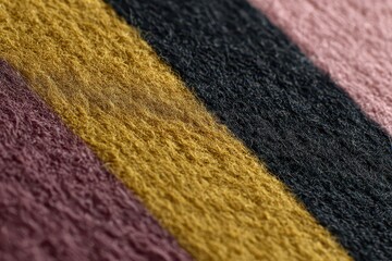 Macro Shot of Textured Striped Fabric in Shades of Pink Gold and Black with Glittering Accent Threads