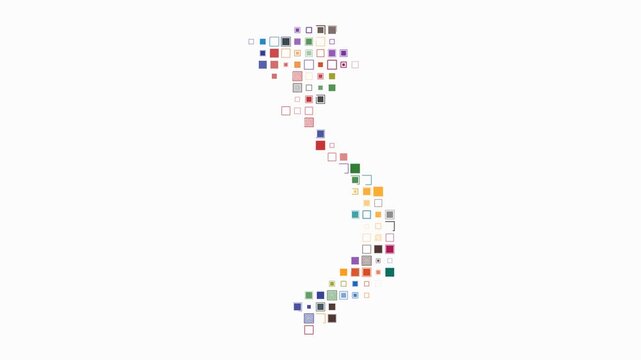 Vietnam animated country shape. Pulsating colored dots on the map of the country. Large size square blocks. Digital style Vietnam map on white background. Creative animation video.