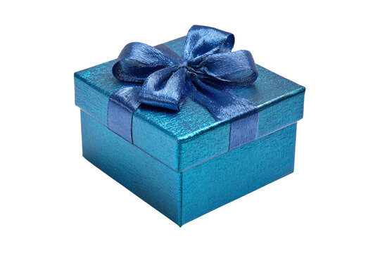 Blue Gift Box with Satin Ribbon