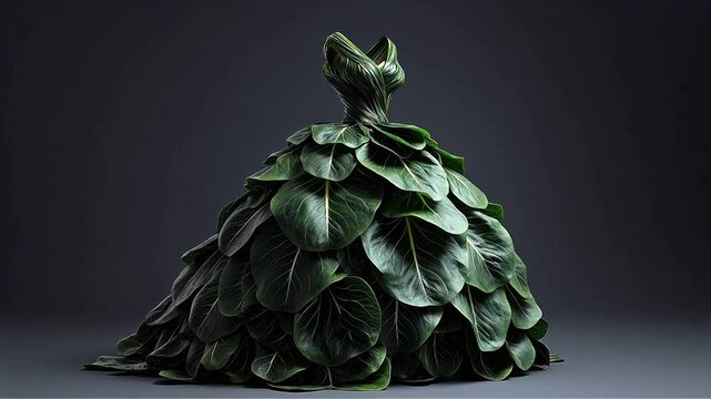 Dress made of green leaves