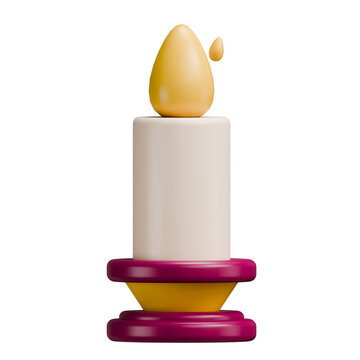 Soft 3D Rendered Candle on Background