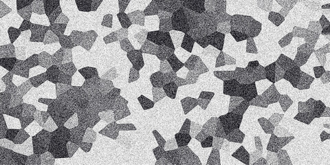 Abstract grayscale geometric mosaic pattern with grainy texture and irregular polygon shapes creating a textured background for design and digital art applications