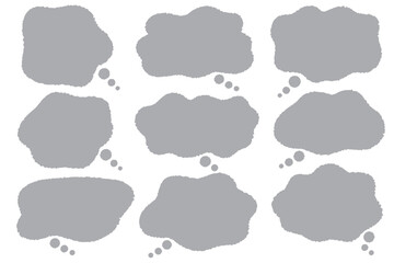 心の悩みや不安を表すもやもや吹き出し素材（Grey）