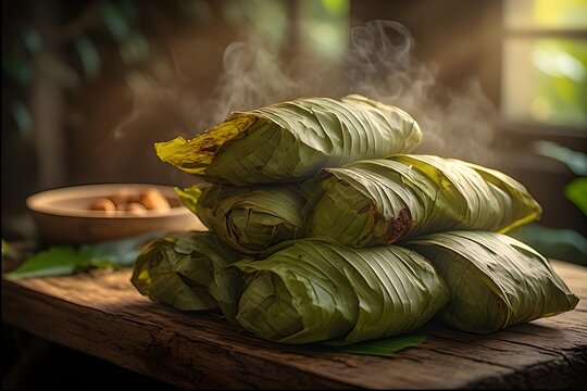 fillipino suman on a wooden board